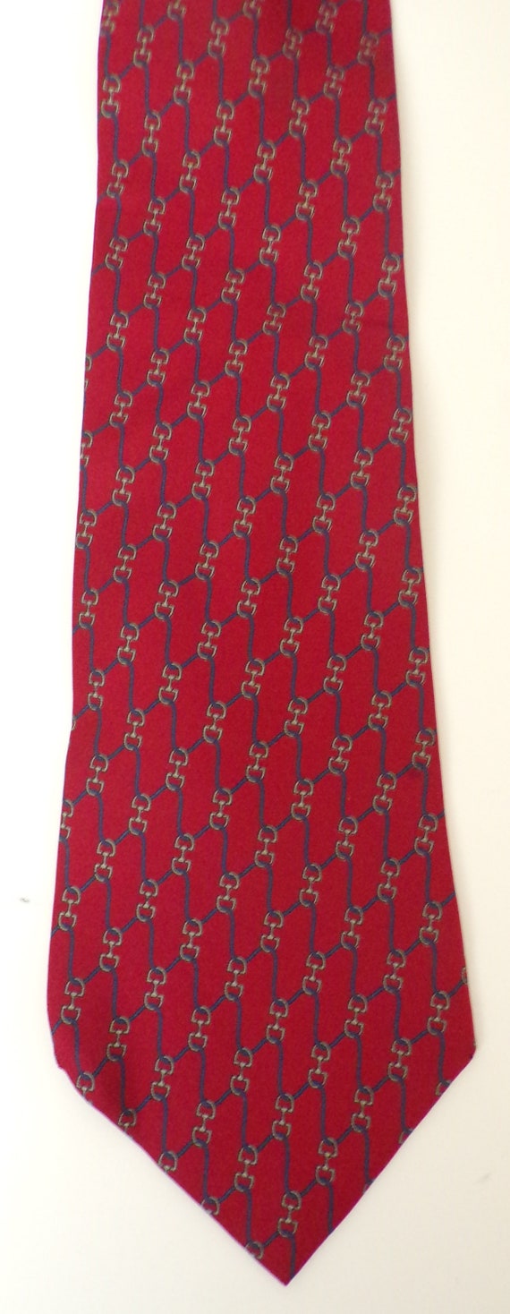 Vintage Red Blue & Silver Abstract Print Tie, Cla… - image 2