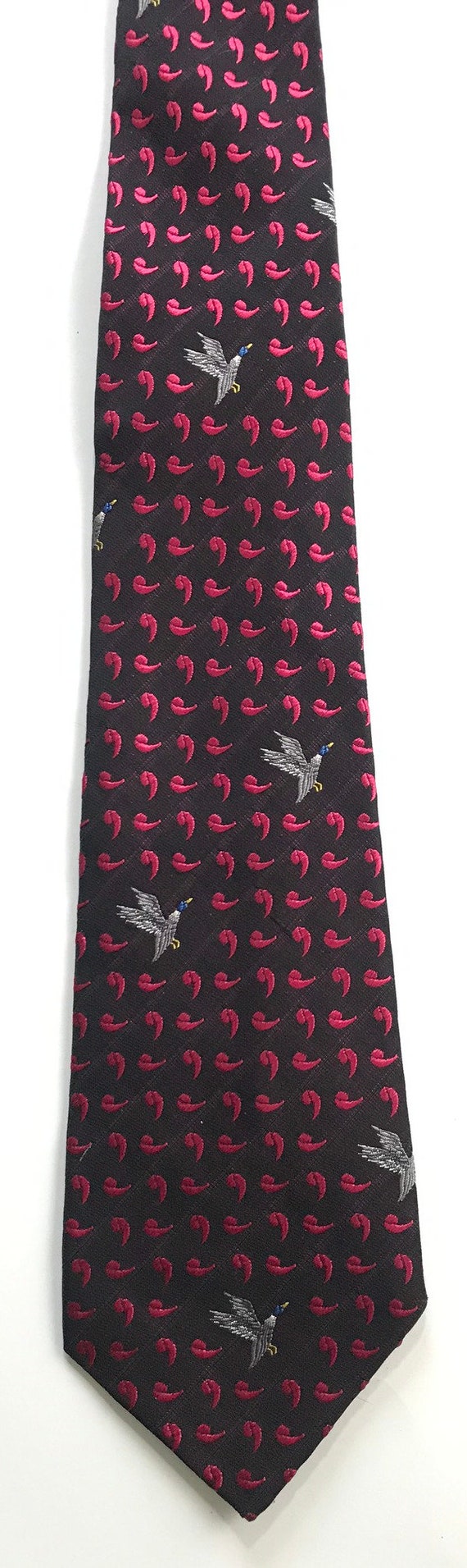 90s Hot Pink Paisley Goose Print Tie, Hot Pink Ne… - image 2