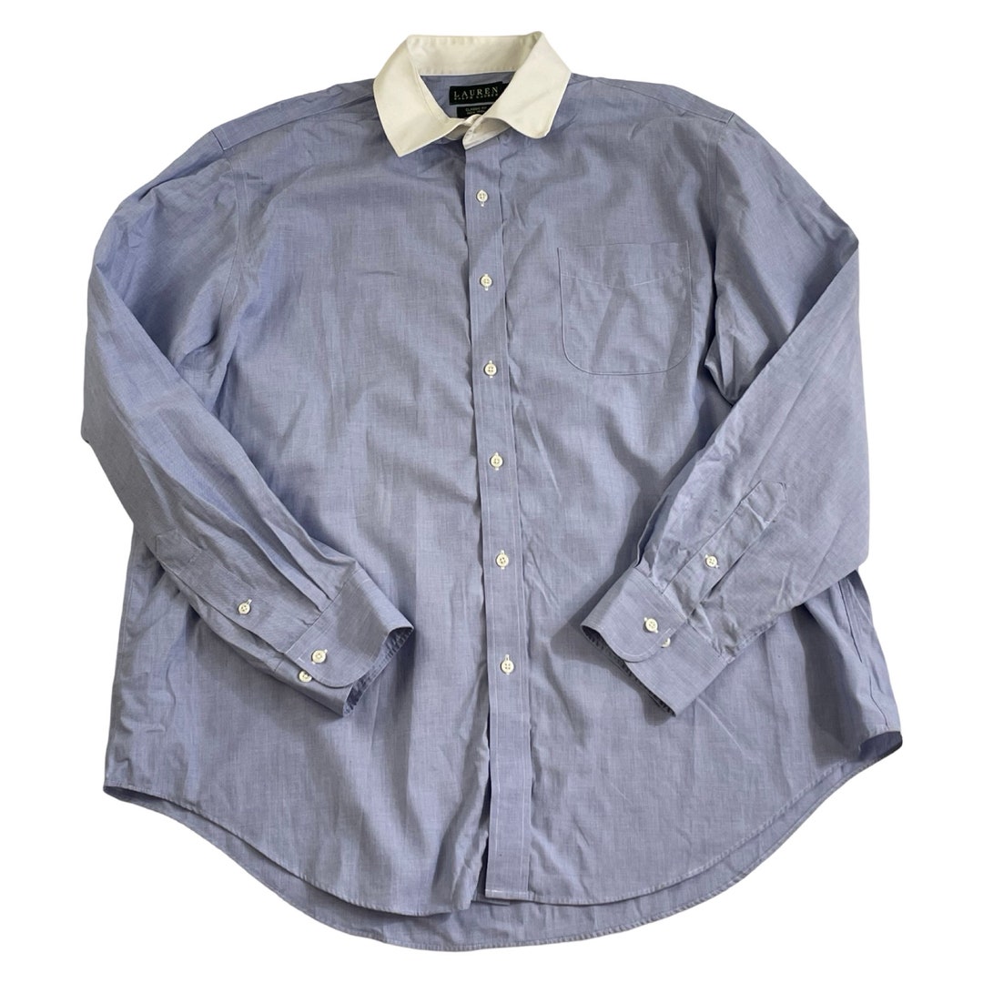 lauren ralph lauren dress shirt Polo Women's Slim-Fit Striped Oxford - Harbor Island Blue White ply cotton cloth Approx Polo Ralph Lauren Men's Big