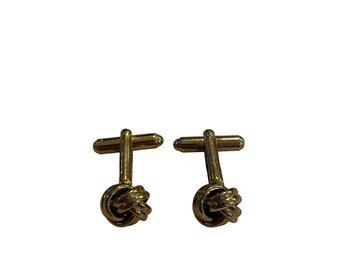 Boutons De Manchette Vintage - Gemelli Dorés Avec Gemme Verte - Style Torpedo - Occasion (déjà Portés)