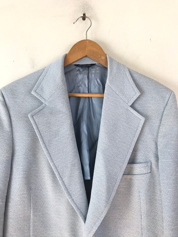 Vintage Mens Light Blue Suit, 70s Light Blue White 2 … - Gem