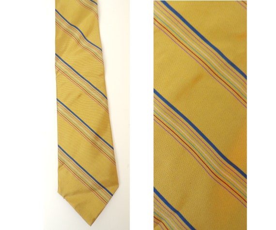 Vintage Silk tie Striped Tie Orange blue tie mens Necktie Striped Neck Tie multicolour striped tie Mens Color Slim Neckties Vintage classic