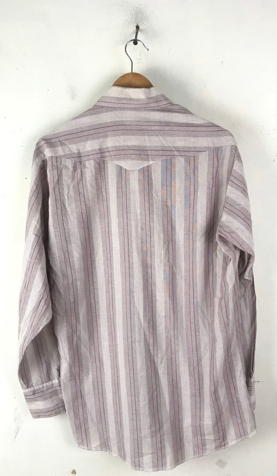 Vintage Purple & White Striped Western Shirt Mens… - image 5