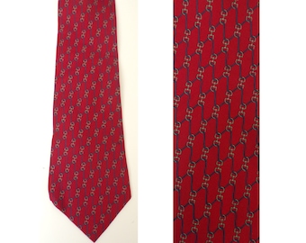 Vintage Red Blue & Silver Abstract Print Tie, Classic Tie, Print Tie, 90s Tie, Red Silver Blue Tie, Abstract Tie, Formal Necktie