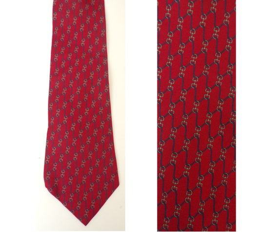 Vintage Red Blue & Silver Abstract Print Tie, Cla… - image 1