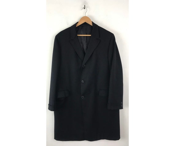 Vintage Black Wool Overcoat Mens Size Large, Class