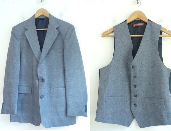 Vintage Mens Levis Jacket & Vest, 70s Levis 38 Bl… - image 1