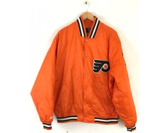 Vintage Mens Philadelphia Flyers Coat, Orange Jacket Size 2XL, NHL Philadelphia Flyers Fan, 90s Orange Hockey Coat, Vintage NHL Coat, Hockey