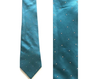 90s Teal Polka Dot Tie, Micro Polka Dots, Teal Necktie, Polka Dot Tie, Preppy Tie, Classic Necktie, Formal Tie, 90s Mens Necktie