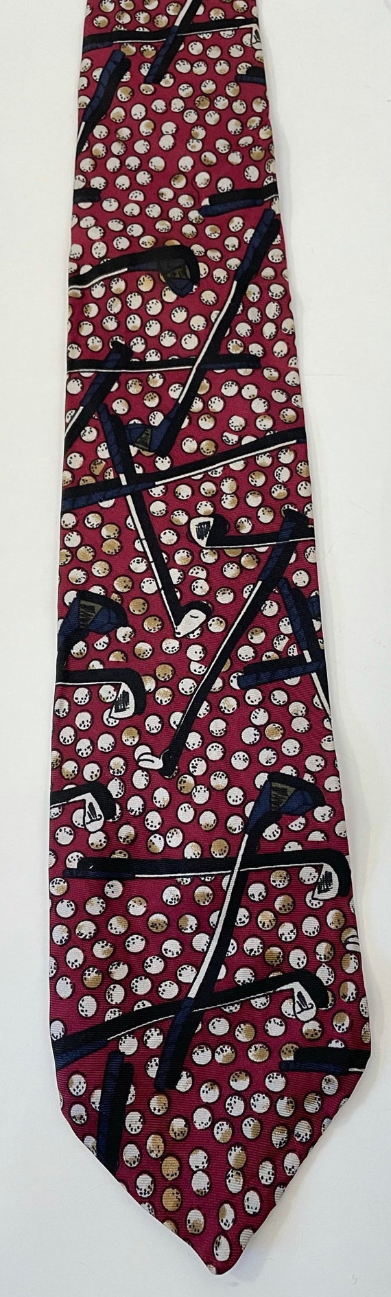 Vintage Mens Golf Tie, 90s Golf Balls & Clubs Tie… - image 2