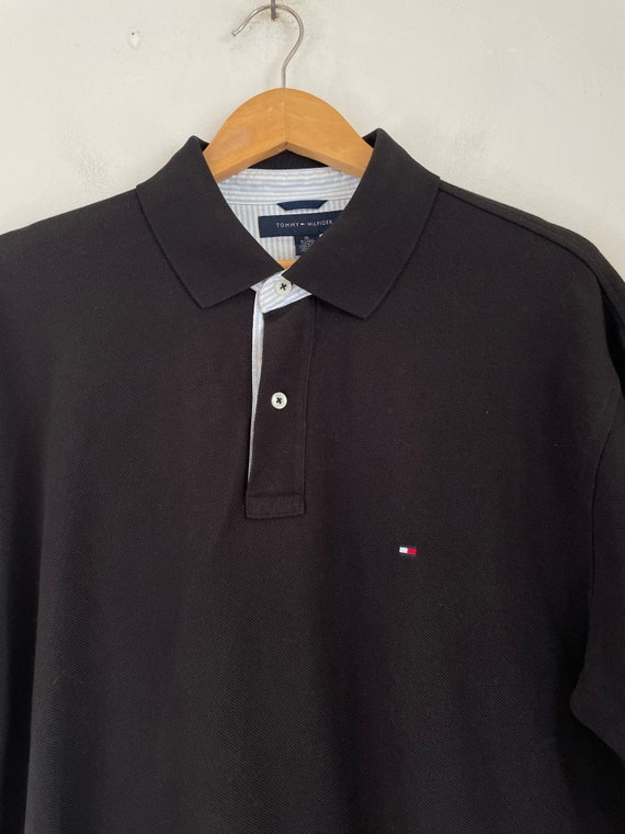 Vintage Men's Tommy Hilfiger Polo, Black Polo Shi… - image 3