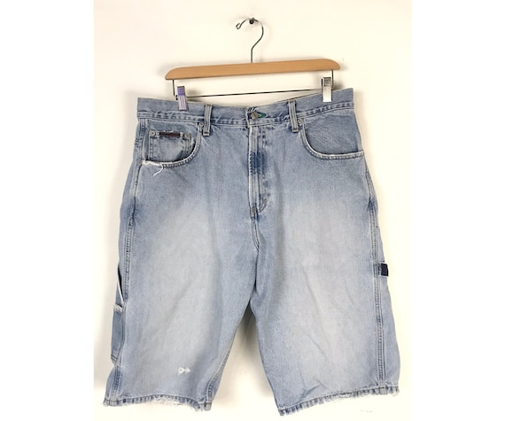 90s Mens Tommy Jean Shorts, Hilfifer Light Blue De