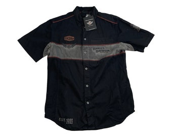 Vintage Harley Davidson-patchworkshirt, herenmaat medium, new Old Stock