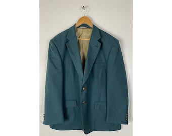 Vintage Dark Teal Sport Coat with Gold Buttons Mens Size 46S, Preppy Teal Retro Colored Mens Blazer, Business Formal Event Sport Coat