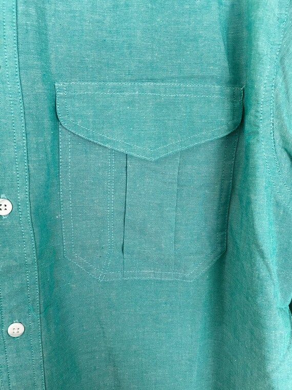Vintage Claiborne Teal Button Down Shirt Mens Med… - image 4