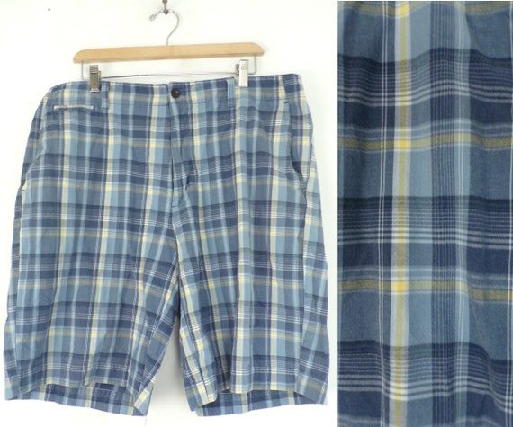 90s Chaps Blue & Yellow Plaid Shorts Mens Size 38,