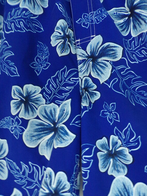 Vintage Mens Floral Swim Trunks, 90s Blue Flowered S… Gem