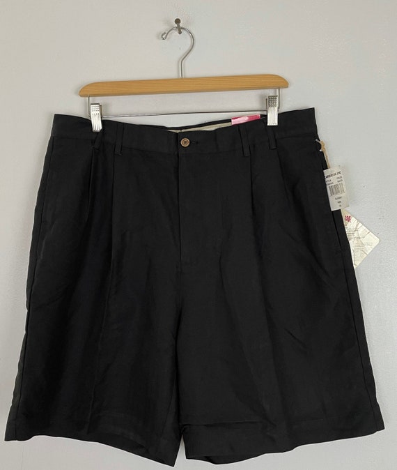 Vintage Black Pleated Classic Fit Shorts Mens Siz… - image 2