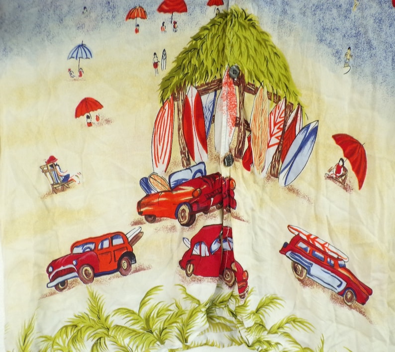 Beach Scene Car Hawaiian Shirt Tropical Beach Shirt Summer Hawaii Mens Hawaiian Shirt 90s Car Beach Print Hawaiian Shirt Mens XXL