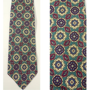 80s Green Blue & Red Abstract Print Tie, Print Tie, Abstract Print, Green Tie, Retro, Mens Necktie, Vintage Tie, Preppy, Formal Tie, 80s Tie