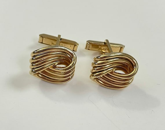 Vintage Gold Abstract Cuff Links, Arty Funky Abst… - image 1