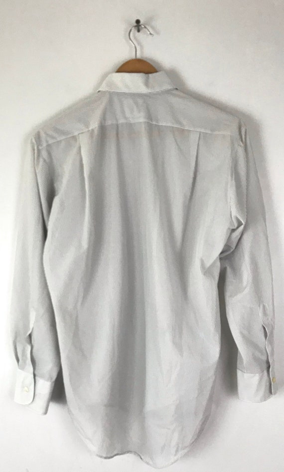 Vintage White & Black Pinstriped Sheer Dress Shir… - image 6