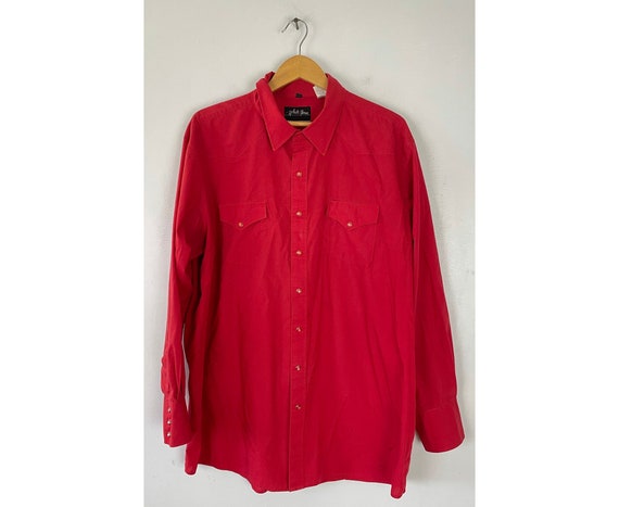 Vintage Red Western Shirt Mens Size XXL, 90s Red S