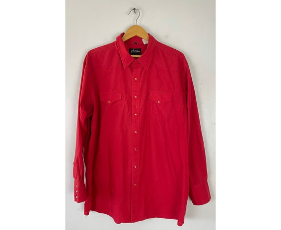 Vintage Red Western Shirt Mens Size XXL, 90s Red … - image 1