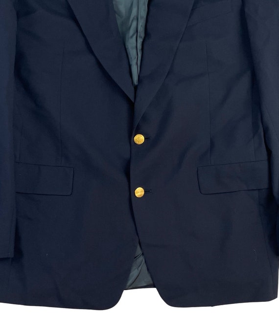 Vintage Navy Blue Blazer Mens Size 42L, Gold Button Sport Coat