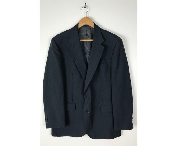 Vintage Dark Blue Pinstriped Blazer Mens Size 40,… - image 1