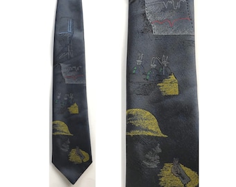 Vintage Construction Electricity Worker Tie, Water Tower Electricity Necktie, Construction Worker Handyman Gift, Novelty Gift Tie