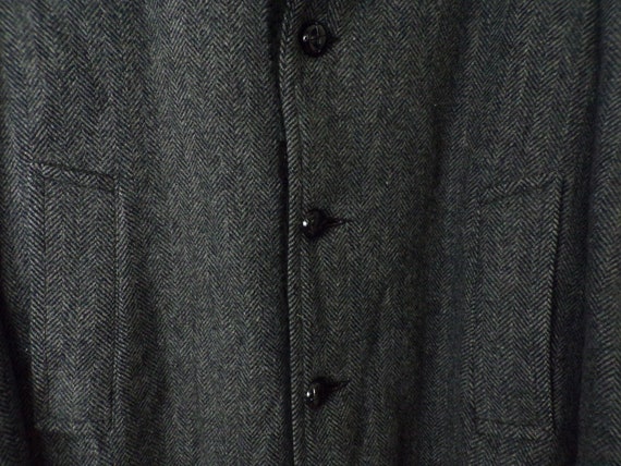 Vintage Mens Tweed Faux Fur Coat, Gray Coat Size … - image 8