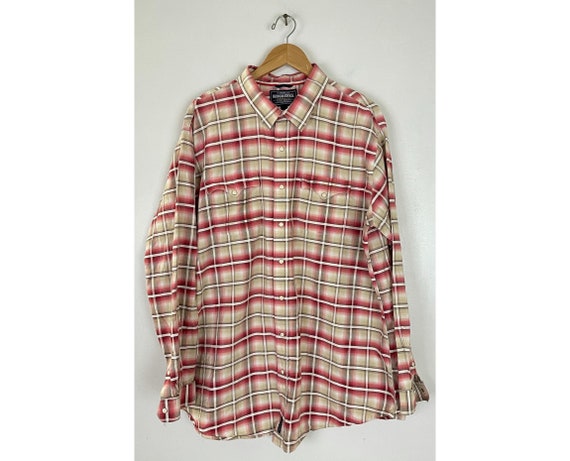 Vintage Brown & Red Plaid Western Shirt Mens XXL,