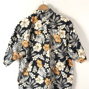 Vintage Black & Orange Floral Hawaiian Shirt Mens Large, Flowered Mens ...