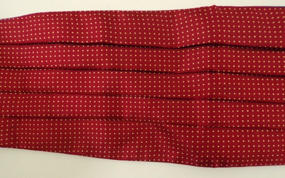 Vintage Mens Polka Dot Cummerbund  80s Red & Tan … - image 2