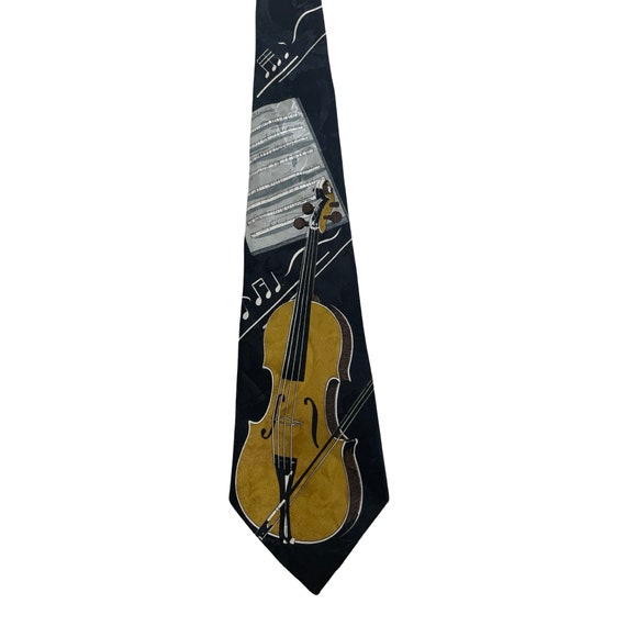Vintage Violin Music Tie, Music Sheet Music Notes Violin Novelty Print Tie, Musician Music Teacher Gift