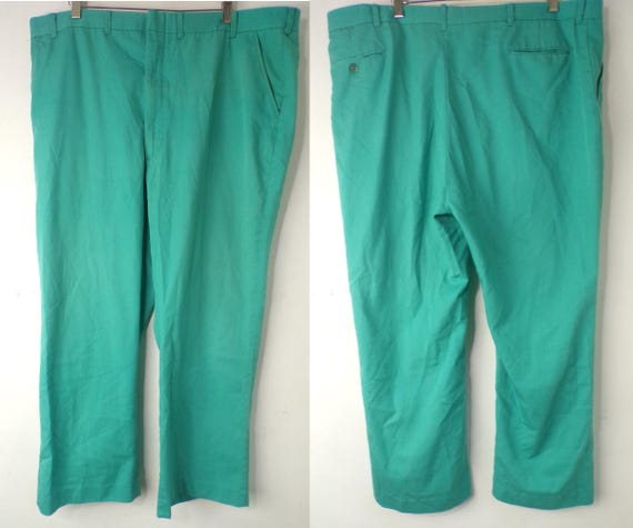Vintage Mens Teal Pants, 1980s Size 44x29, Teal Pa
