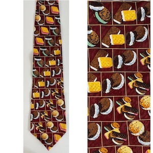 Vintage Ice Cream Sandwich Tie, 90s Chocolate Vanilla Neapolitan Ice Cream Necktie, Fun Summer Ice Cream Novelty Print Tie