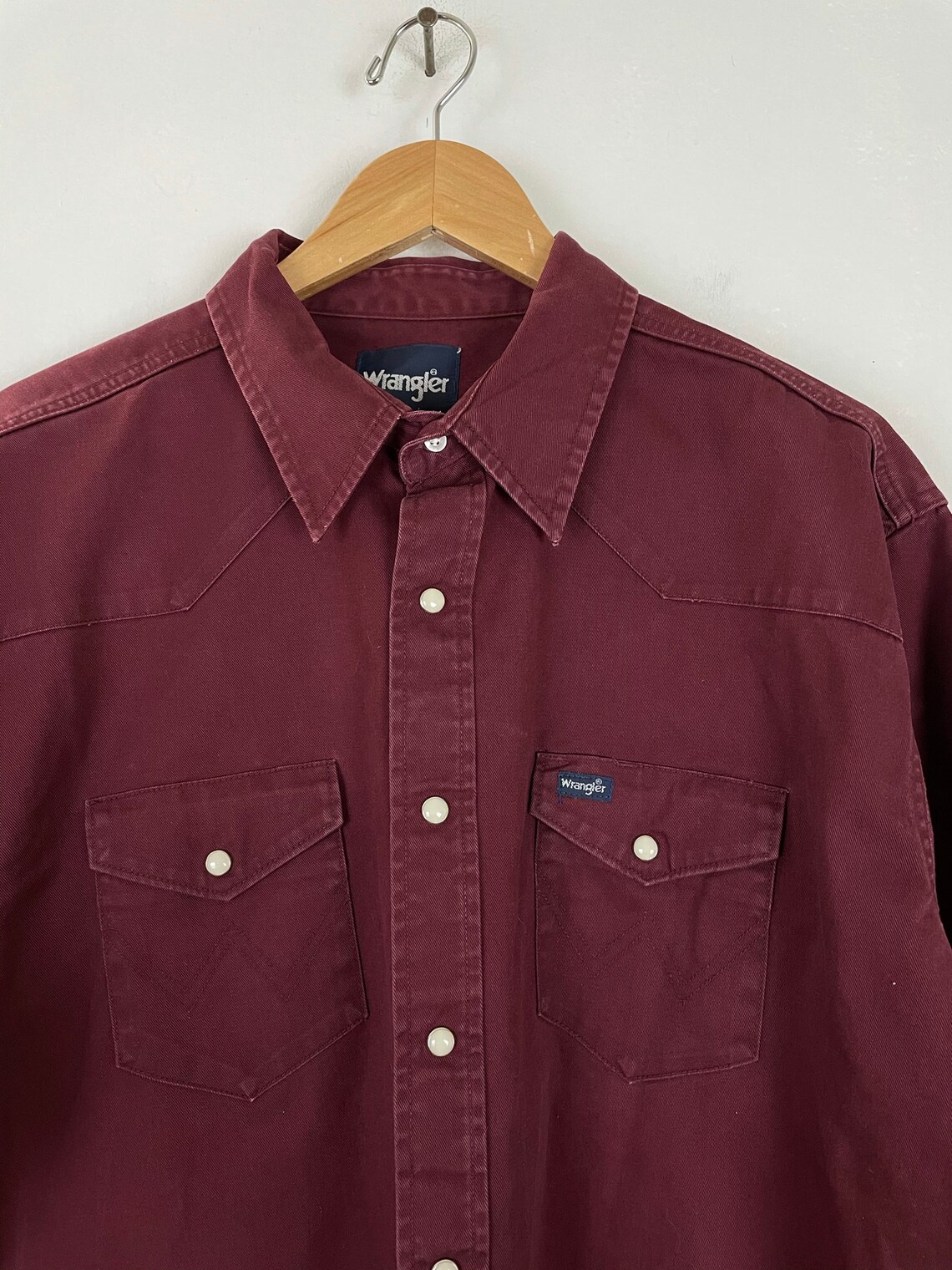 Vintage Wrangler Dark Red Western Shirt Mens XL, 80s Wrangler Pearl ...