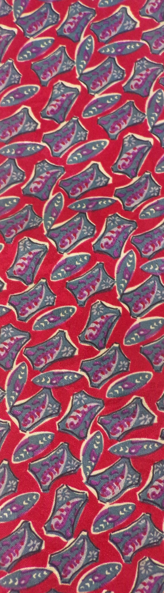 90s Red Blue & Purple Abstract Print Mens Tie, Me… - image 3