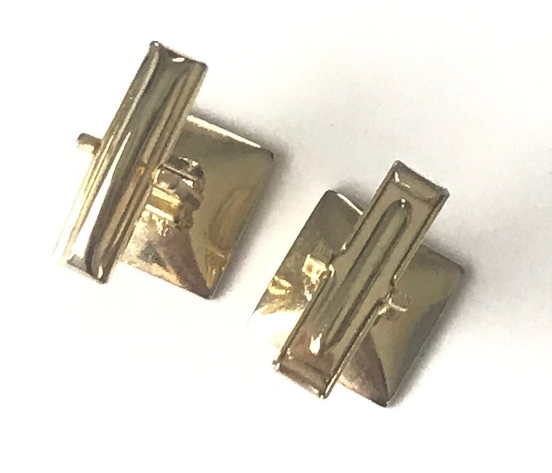 Bullet Back Cufflinks Gold Cuff Links Classic Gold Wedding Formal Event Vintage Gold Square Bullet Back Cuff Links Square Cuff Links