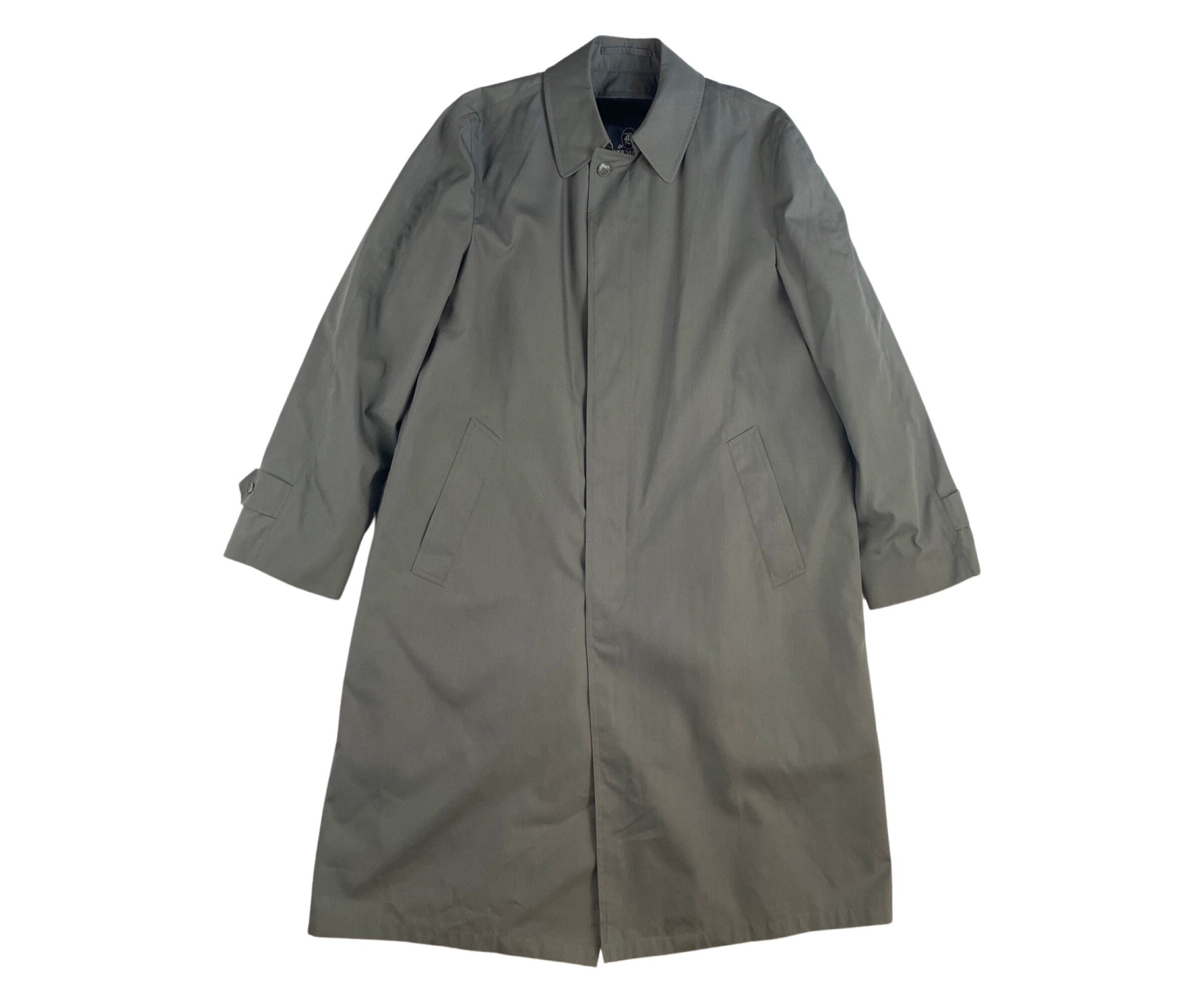 80s Kuppenheimer Gray Trench Coat Size 42L, Vintage Black Fux Fur Lining Trench Coat, Gray Winter Long Mens Overcoat