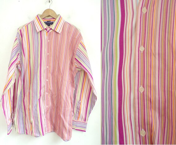 pink and orange striped dress