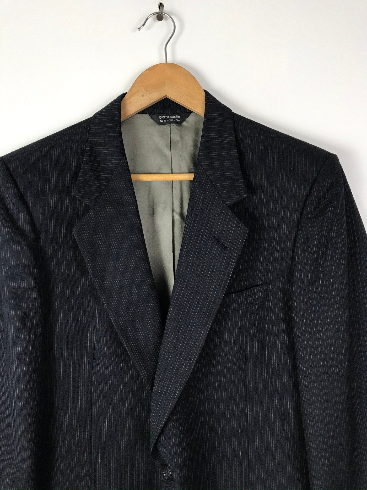 Vintage Pierre Cardin Suit Black Pinstriped Three Piece Suit - Etsy