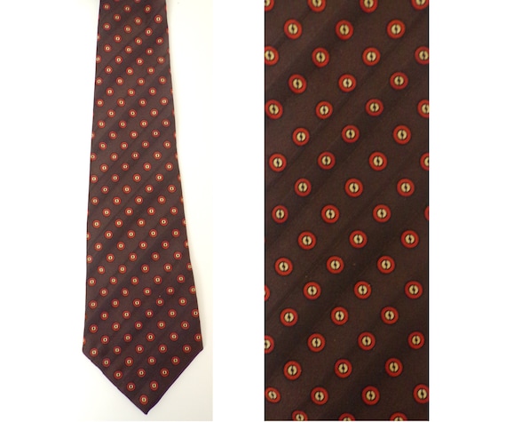 Vintage Brown & Orange Polka Dot Tie, Brown Orang… - image 1