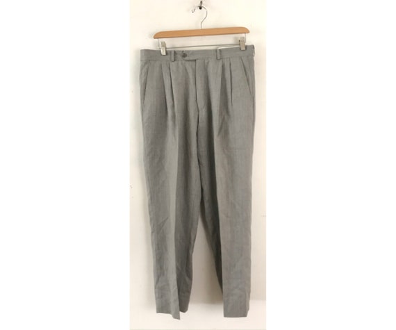 Vintage Light Gray Pleated Dress Pants Mens Size 3