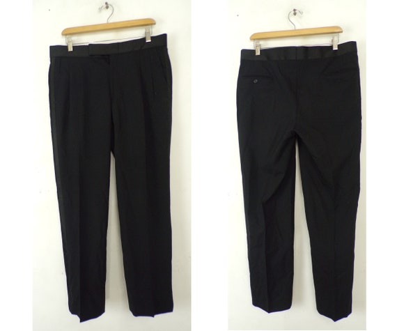 Vintage Black Tuxedo Pants Mens 34 Waist, Tuxedo P