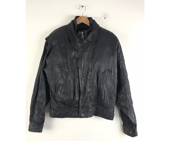 Vintage Mens Black Leather Jacket, 90s Byrnes & B… - image 1