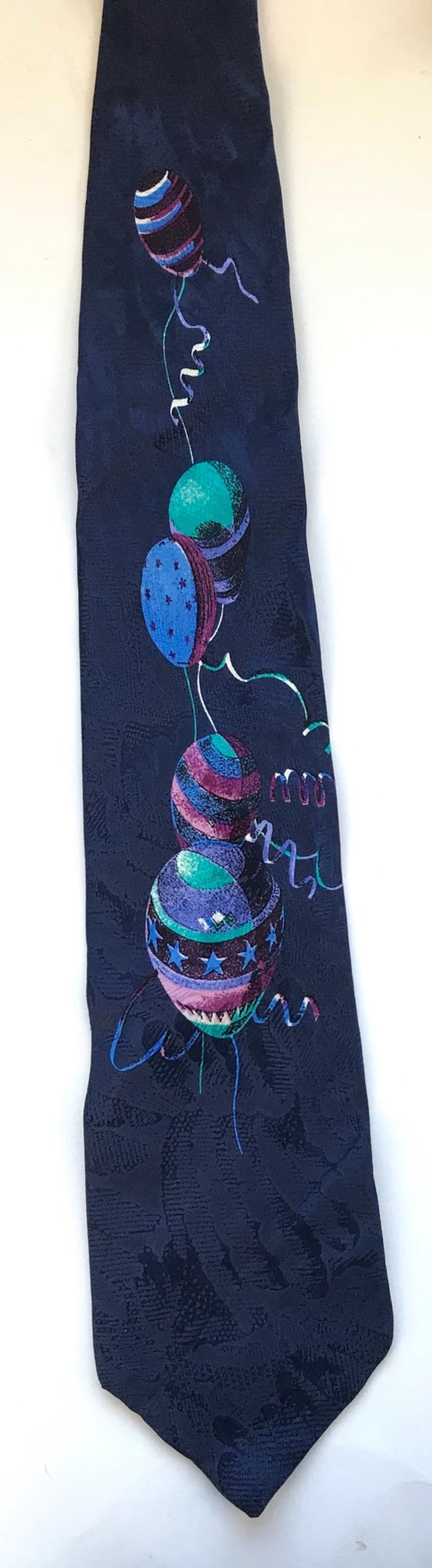 Vintage Blue Green & Purple Balloons Tie, Balloons Streamers Celebration Birthday Tie, Fun Novelty Balloons Necktie, Birthday Gift
