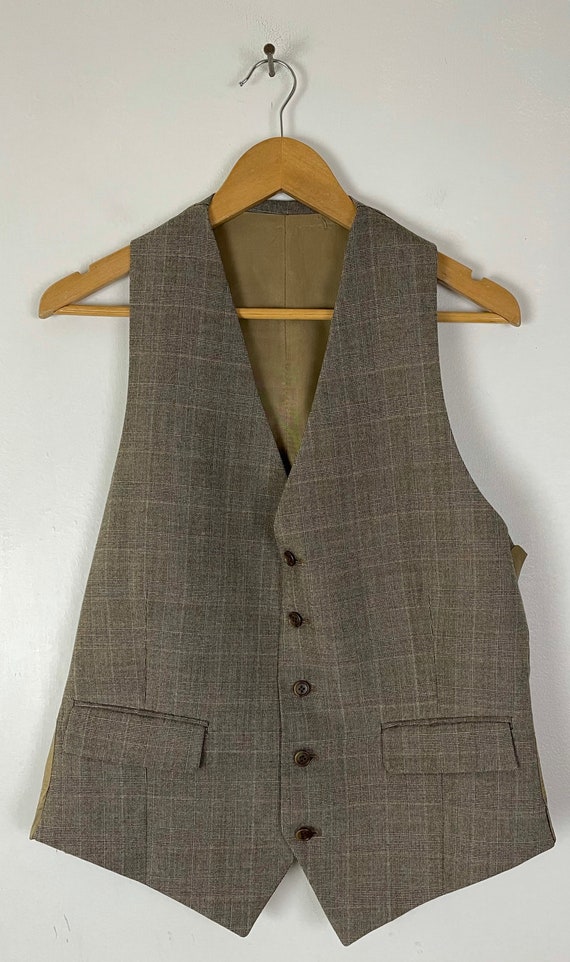 Vintage Brown Plaid Three Piece Suit Mens Size 42… - image 6